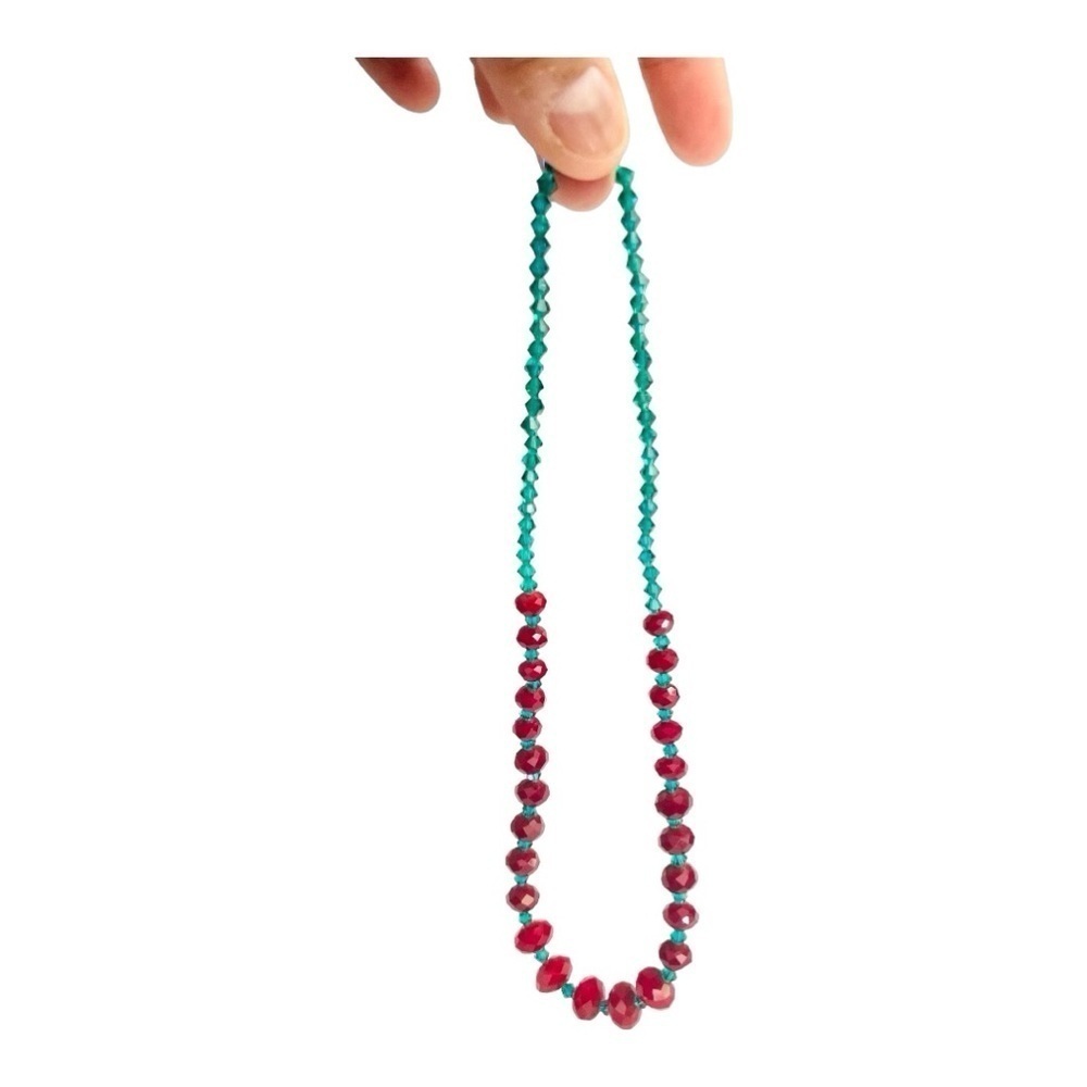 Red And Green Solid Weight Crystals Single Strand… - image 8